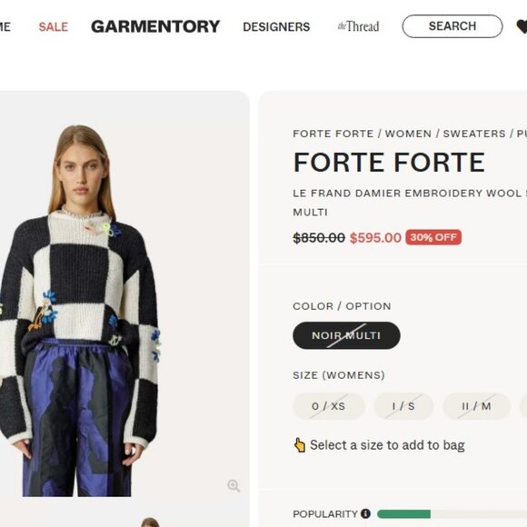 Forte Forte ! Stockist | Le Grand Damier Embroidered Sweater( II/ M) - Picture 1 of 12